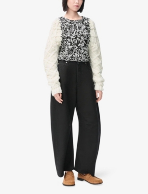 LOEWE: Contrast-Knit Scoop-Neck Wool-Blend Jumper