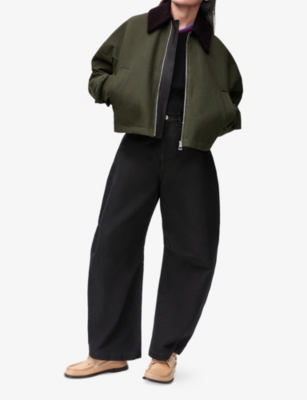 Loewe Womens  Barrel-leg Relaxed Denim Jeans In Black