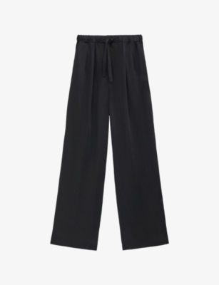 Loewe Womens  Straight-leg Drawstring-waist Satin Trouser In Black