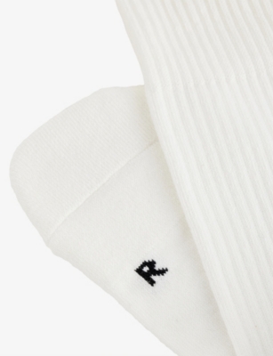 Falke Mens Off-white Dynamic Stripe-trim Stretch-cotton Socks