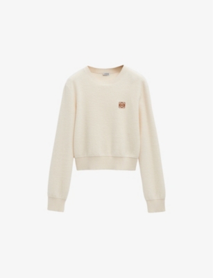 LOEWE: Anagram-embroidered cropped wool-blend jumper