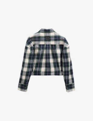 Loewe Plaid Cropped Cotton Shirt In Green/multicolor