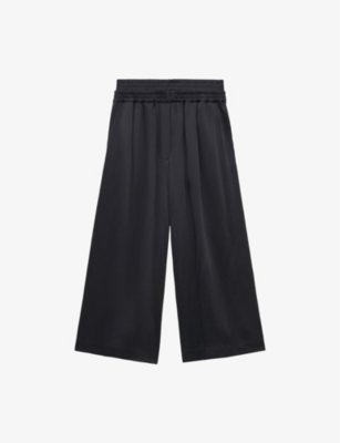 LOEWE: Logo-embroidered wide-leg cropped woven trousers
