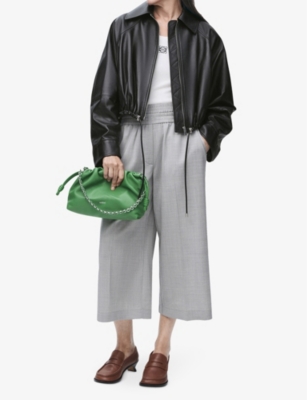 Loewe Wool-blend Cropped Trousers In Light Grey Melange
