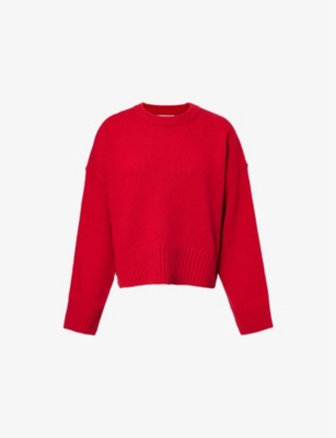 SKALL STUDIO WOMENS AURORA RED CAMPA ROUND-NECK WOOL JUMPER 