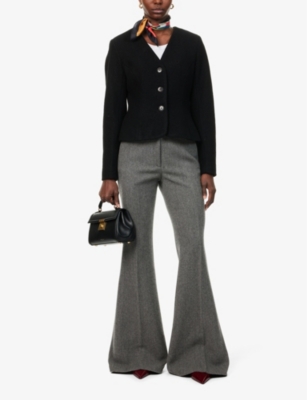 Skall Studio Womens Adriane V-neck Textured Wool Blazer Black In Black