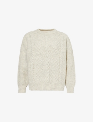 Skall Studio Womens Sand Sophie Cable-knit Wool Jumper