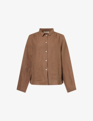 Skall Studio Womens  Nettle Relaxed-fit Linen Shirt In Cedar Brown