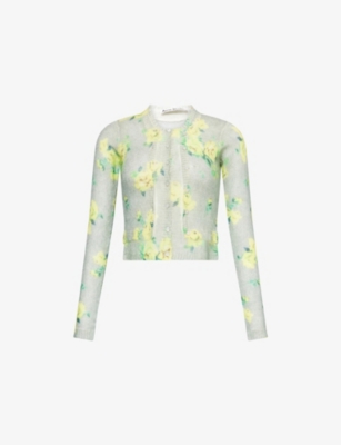 ACNE STUDIOS: Floral Brushed Wool-Blend Cardigan
