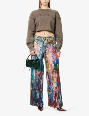 ACNE STUDIOS WOMENS BLUE MULTI 1981 PAINTED WIDE-LEG HIGH-RISE DENIM JEANS