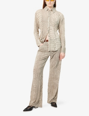 ACNE STUDIOS: Crocodile-Print Straight-Leg Stretch-Crepe Trousers