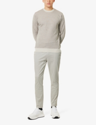 ARNE MENS STONE TAILORED STRAIGHT-LEG STRETCH-COTTON CHINO TROUSERS 