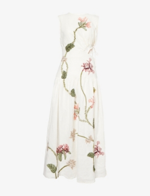 AGUA BY AGUA BENDITA - Otono Orquidea Linen Midi Dress | Selfridges.com