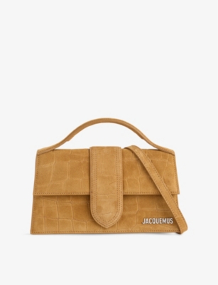 JACQUEMUS: Le Grand Bambino Croc-Embossed Suede Shoulder Bag