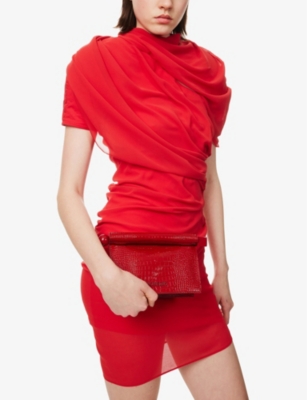Jacquemus Womens Red Rond Carré Small Leather Clutch In Red
