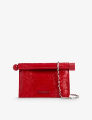 Jacquemus Womens  Rond Carré Small Leather Clutch In Red