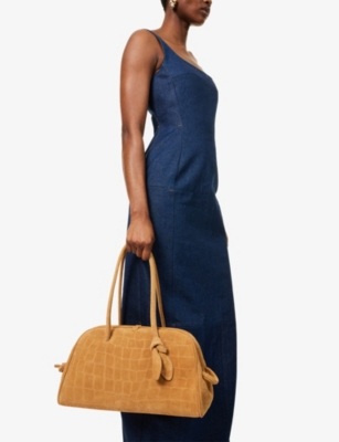Jacquemus Le Turismo Crocodile-effect Suede Shoulder Bag In Camel