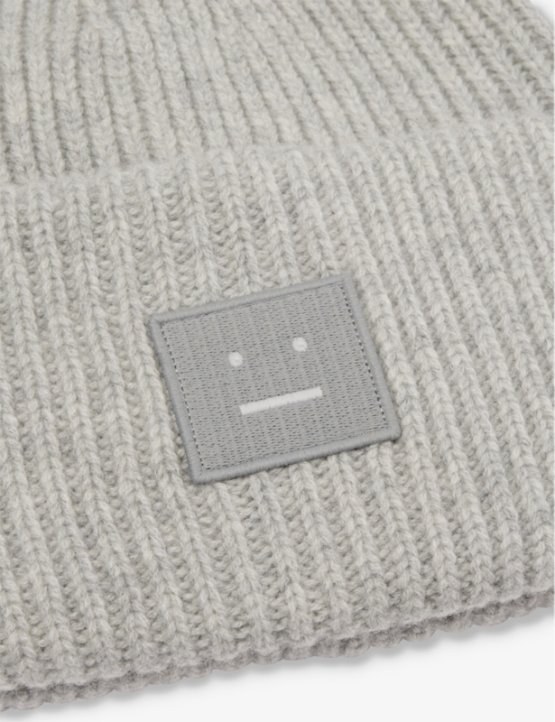 Brand-patch ribbed wool beanie