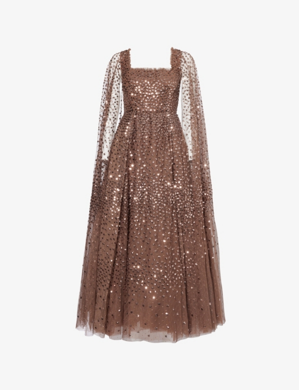 Scatter Dot square-neckline recycled-polyester maxi dress