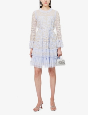NEEDLE AND THREAD: Celia sequin-embellishment recycled-polyester mini dress