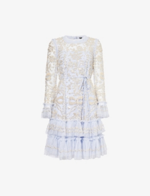 NEEDLE AND THREAD: Celia sequin-embellishment recycled-polyester mini dress