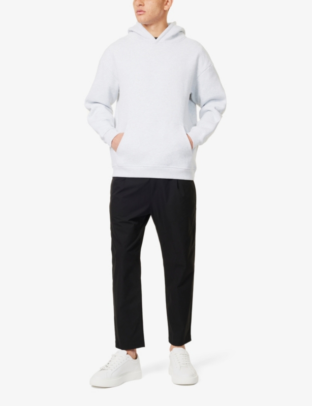 Kangaroo-pocket relaxed-fit cotton-blend hoody