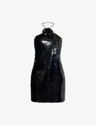 MAGDA BUTRYM: Halterneck Sequin-Embellished Mini Dress