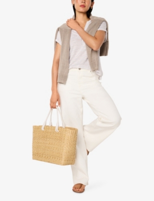 THE WHITE COMPANY: Stripe-Print Notch-Neck Linen-Jersey T-Shirt