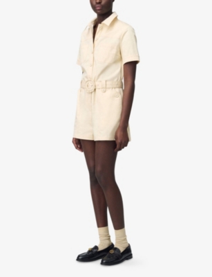 CLAUDIE PIERLOT: Multi-Pocket Belted-Waist Stretch-Cotton Jumpsuit