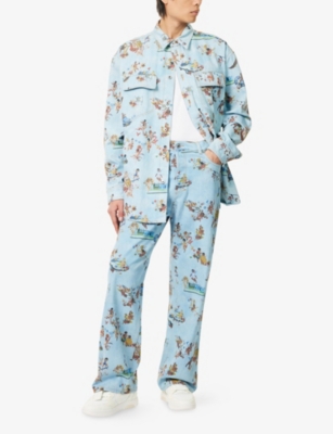 OFF-WHITE C/O VIRGIL ABLOH: Fresco Graphic-Print Straight-Leg Denim Jeans