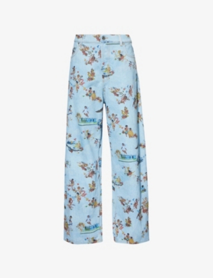 OFF-WHITE C/O VIRGIL ABLOH: Fresco Graphic-Print Straight-Leg Denim Jeans