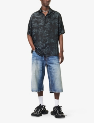 OFF-WHITE C/O VIRGIL ABLOH: Fresco Jacquard-Pattern Satin Bowling Shirt