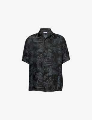 OFF-WHITE C/O VIRGIL ABLOH: Fresco Jacquard-Pattern Satin Bowling Shirt
