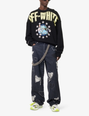 OFF-WHITE C/O VIRGIL ABLOH: Fresco Star-Print Oversized Cotton-Jersey Sweatshirt