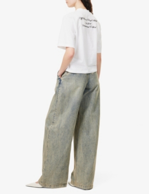 OFF-WHITE C/O VIRGIL ABLOH: Boxy-fit embroidered-logo cotton-jersey T-shirt
