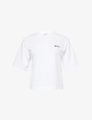 OFF-WHITE C/O VIRGIL ABLOH: Boxy-fit embroidered-logo cotton-jersey T-shirt