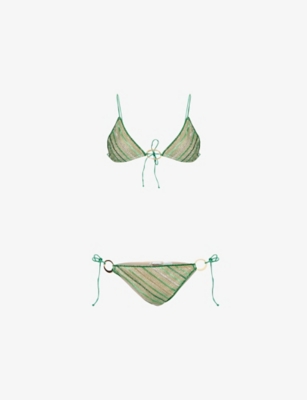 OSEREE: Shiny Stripes O Kini Bikini Set