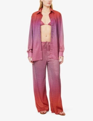 Lumiere long-sleeve metallic-weave woven shirt