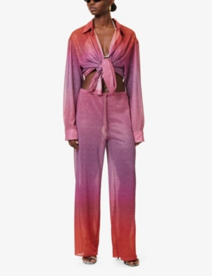 OSEREE: Lumiere drawstring-waistband wide-leg high-rise woven-blend trousers