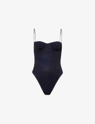 OSEREE: Lumiere metallic-weave balconette swimsuit