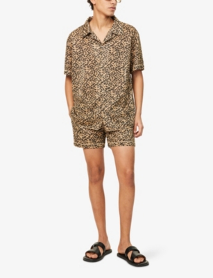 OSEREE MENS OSEREE PRINTED METALLIC-WEAVE WOVEN BOWLING SHIRT 
