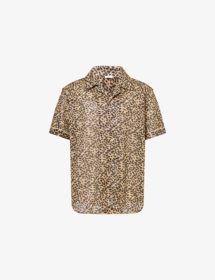 OSEREE: Printed Metallic-Weave Woven Bowling Shirt
