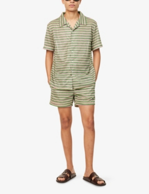 OSEREE: Lolita Metallic-Striped Woven Shorts