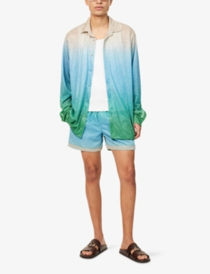 OSEREE: Degrade Printed Metallic-Weave Woven Shirt