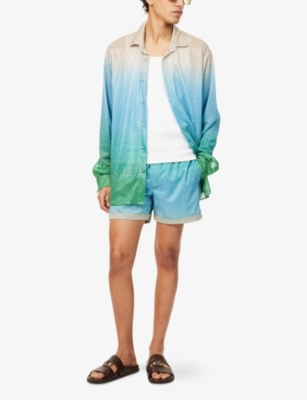 OSEREE: Degrade Metallic-Weave Woven Shorts