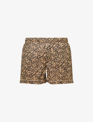 OSEREE: Graphic-Print Metallic-Weave Woven Shorts