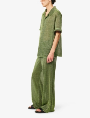 OSEREE: Metallic-Weave Wide-Leg Woven Trousers