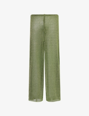 OSEREE: Metallic-Weave Wide-Leg Woven Trousers