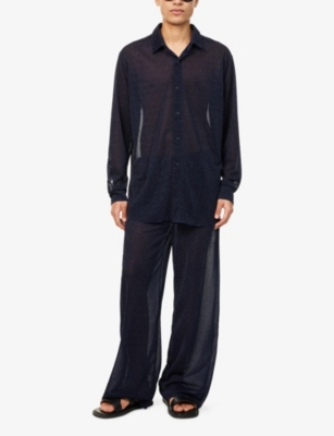 OSEREE: Long-Sleeve Metallic-Weave Woven Shirt
