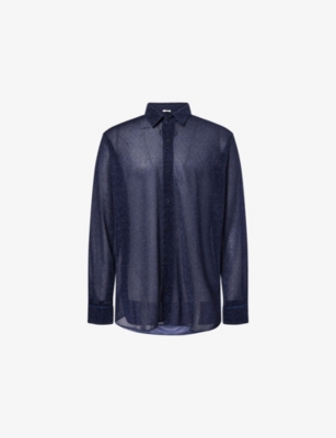 OSEREE: Long-Sleeve Metallic-Weave Woven Shirt